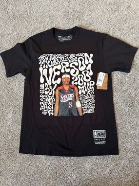 Mitchell & Ness Black Iverson Retro Graphic Tee